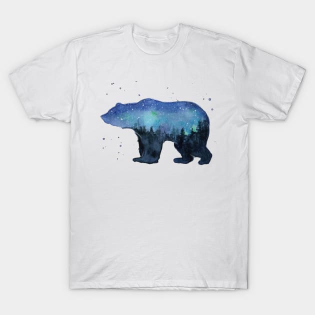 Galaxy Forest Bear T-Shirt by Olechka